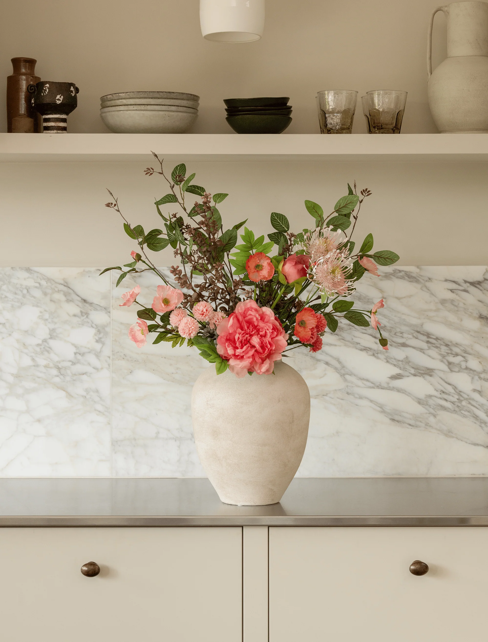 Faux Arrangement - Pink Peony & Chrysanthemum - Image 3