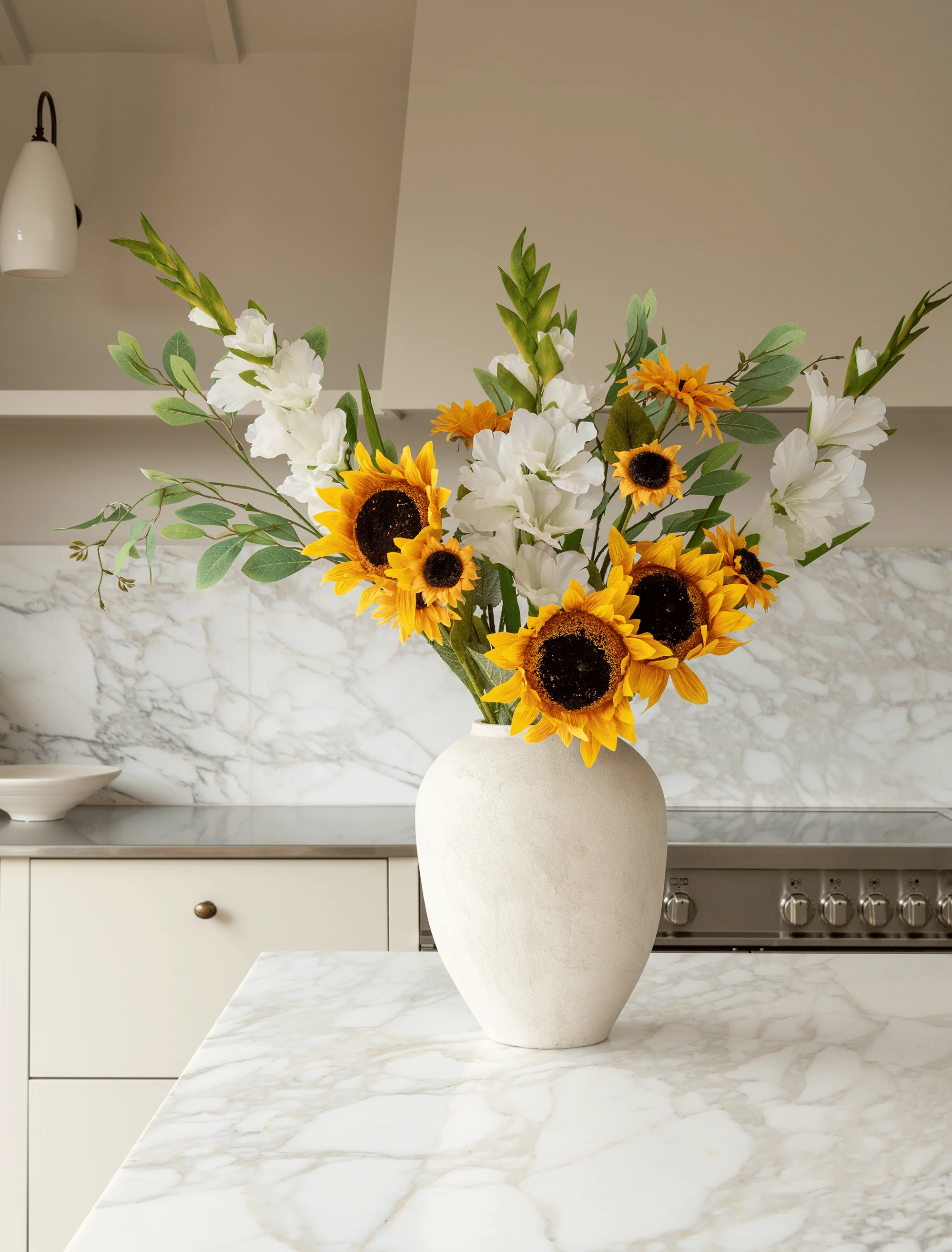 Faux Arrangement - Sunflower & White Gladiolus - Image 3