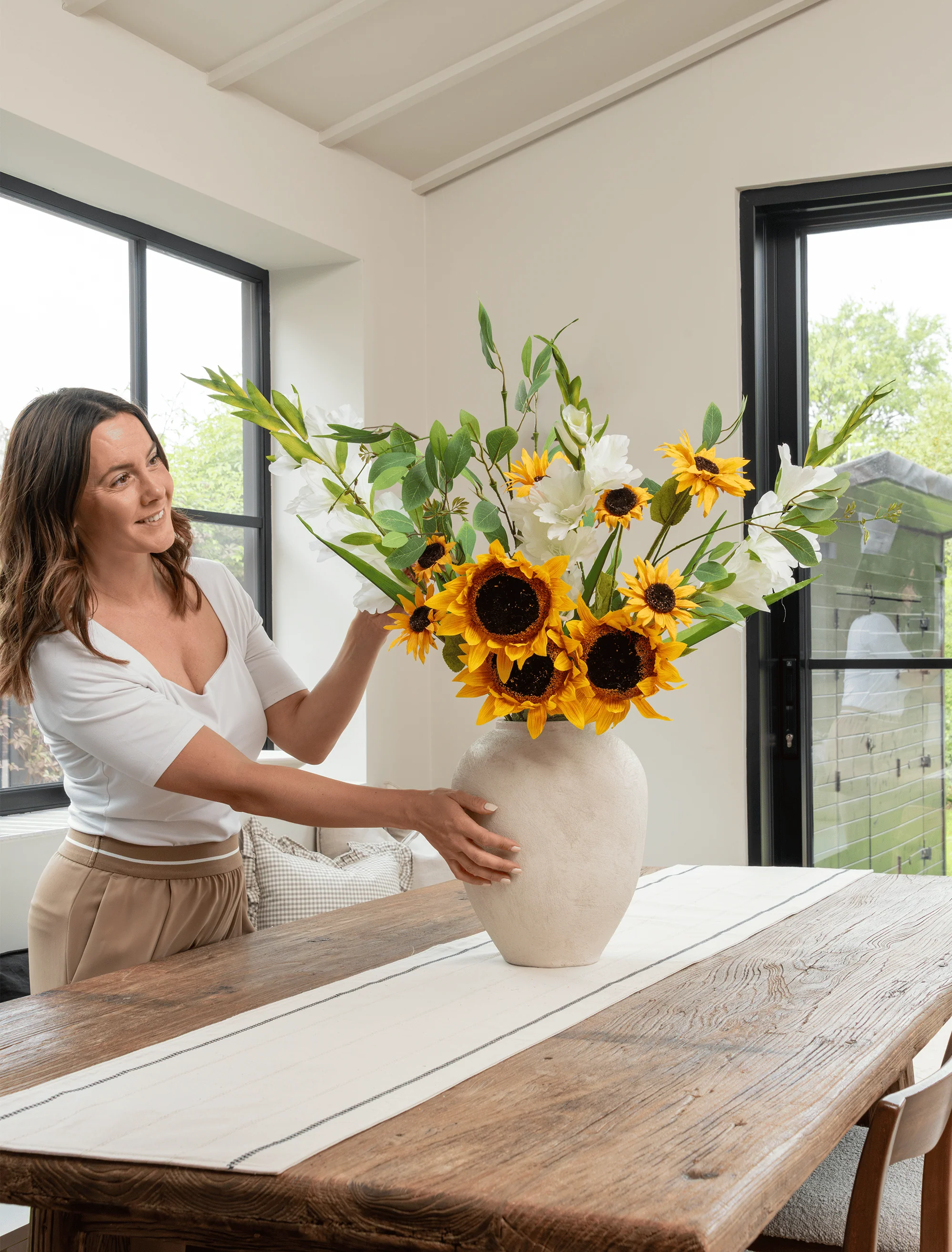 Faux Arrangement - Sunflower & White Gladiolus - Image 6