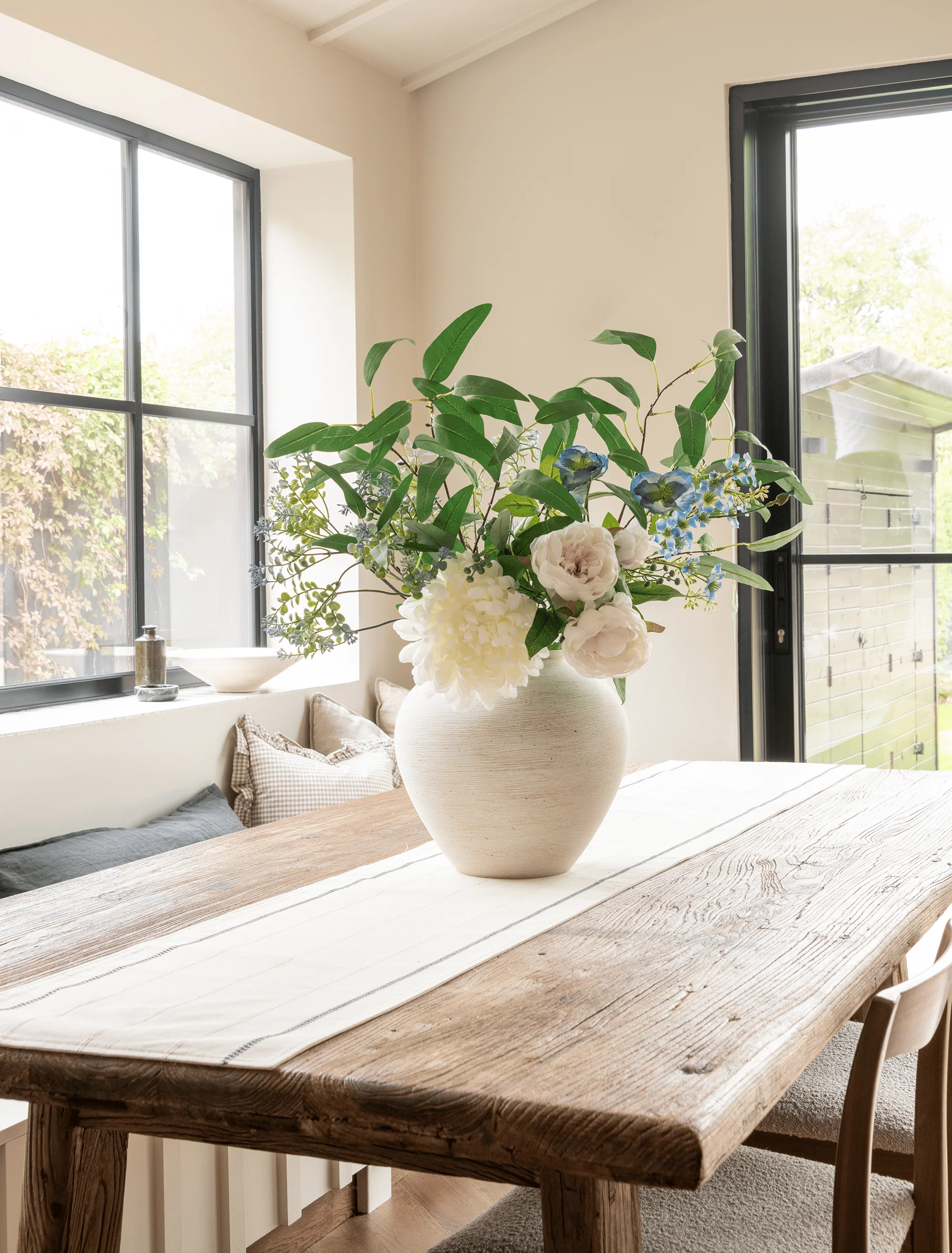 Faux Arrangement - White Dahlia and Blue Poppy - Image 5