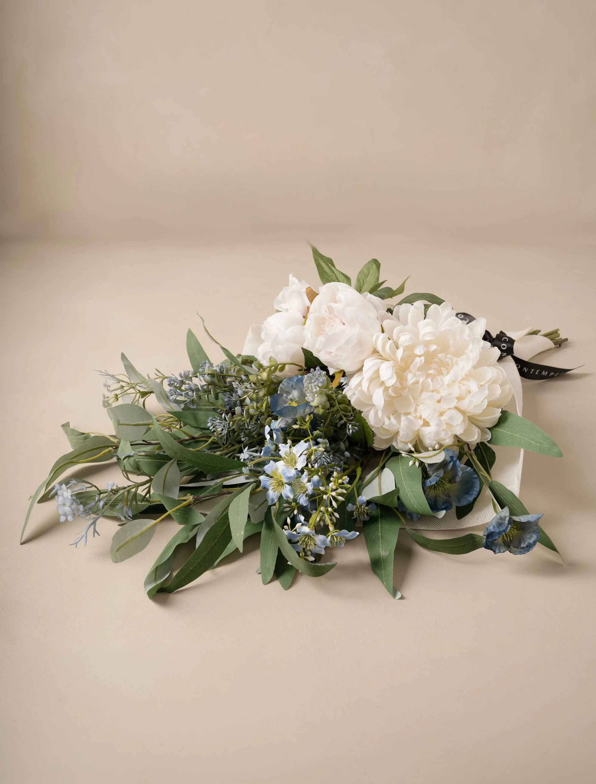 Faux Arrangement - White Dahlia and Blue Poppy - Image 6