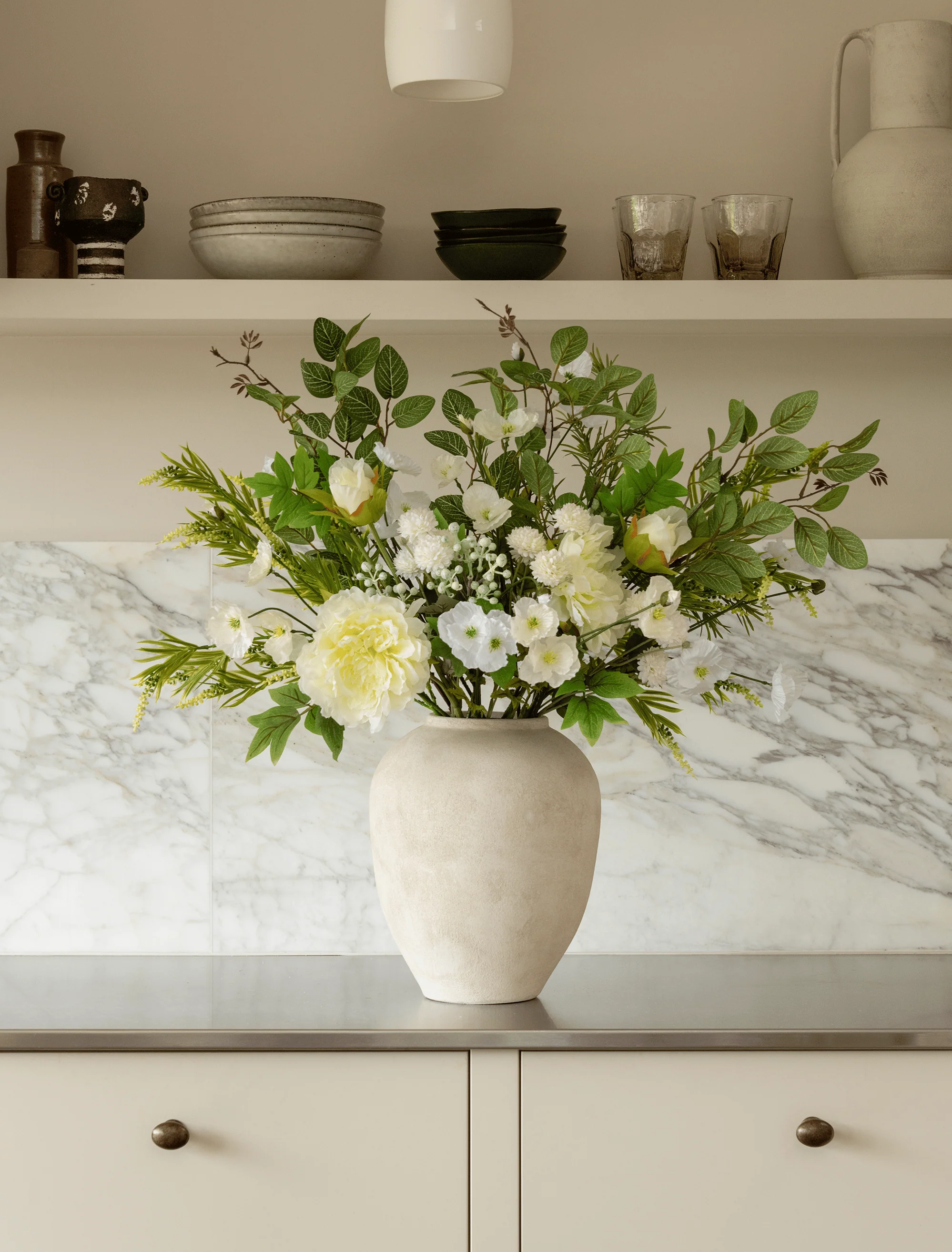 Faux Arrangement - White Poppy & Peony - Image 3